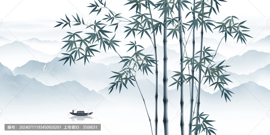 新中式意境竹林背景