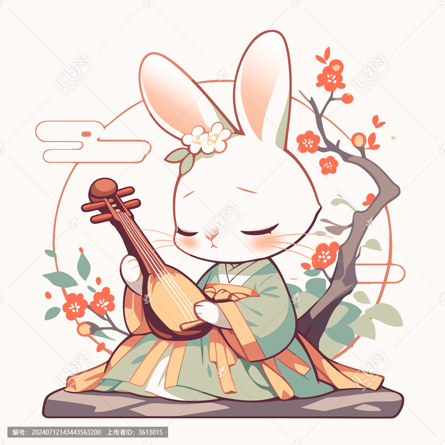 彈琵琶小兔