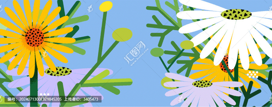 夏日洋甘菊矢量可編輯插畫