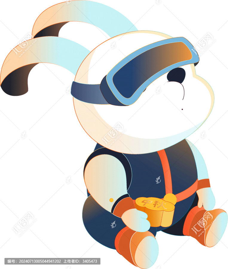 拿月餅帶VR眼鏡的宇航員兔子