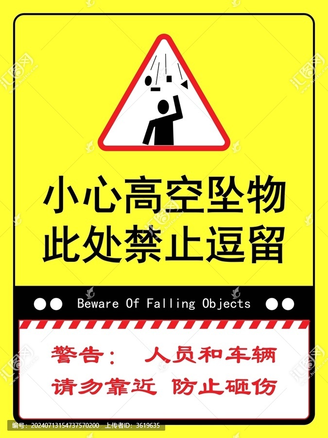小心高空墜物此處禁止逗留