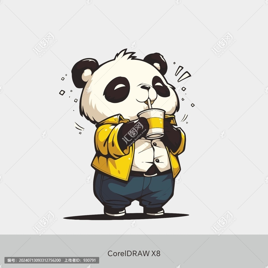 熊貓喝奶茶