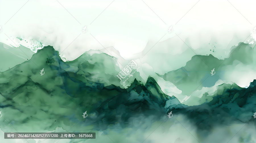 綠色抽象山水畫