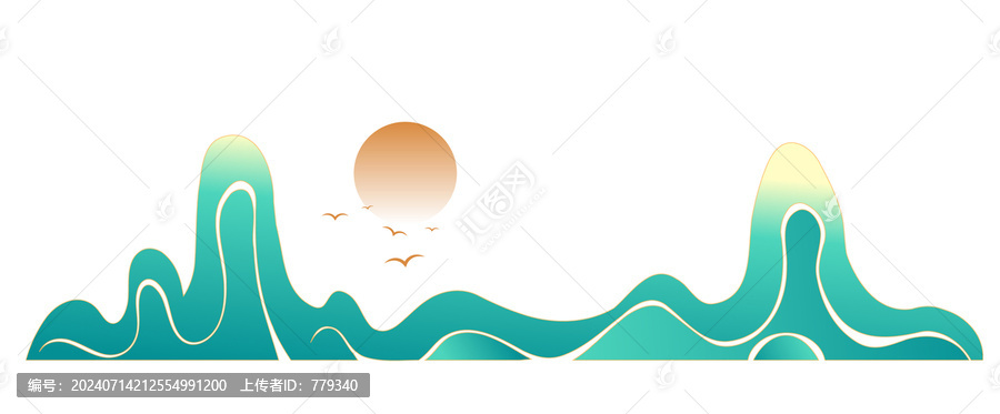 古風(fēng)國潮矢量山脈