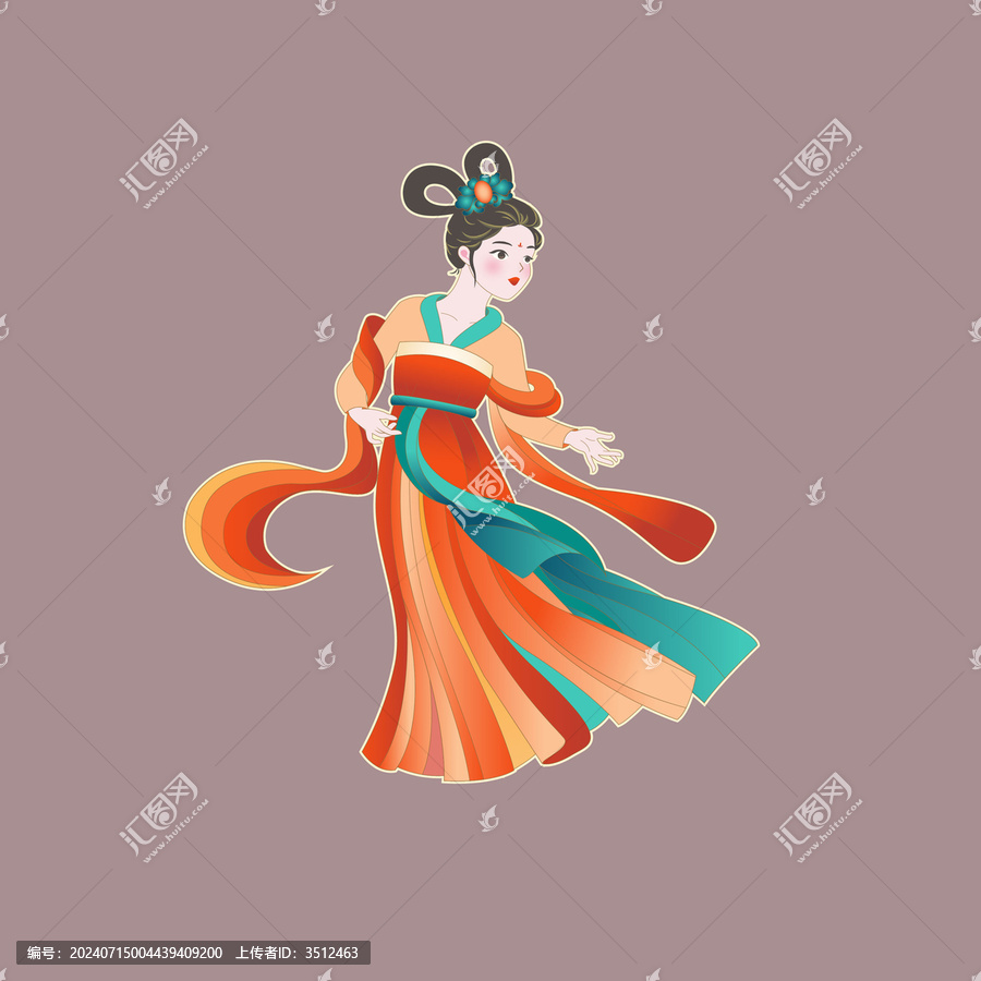 古風(fēng)美女矢量插畫