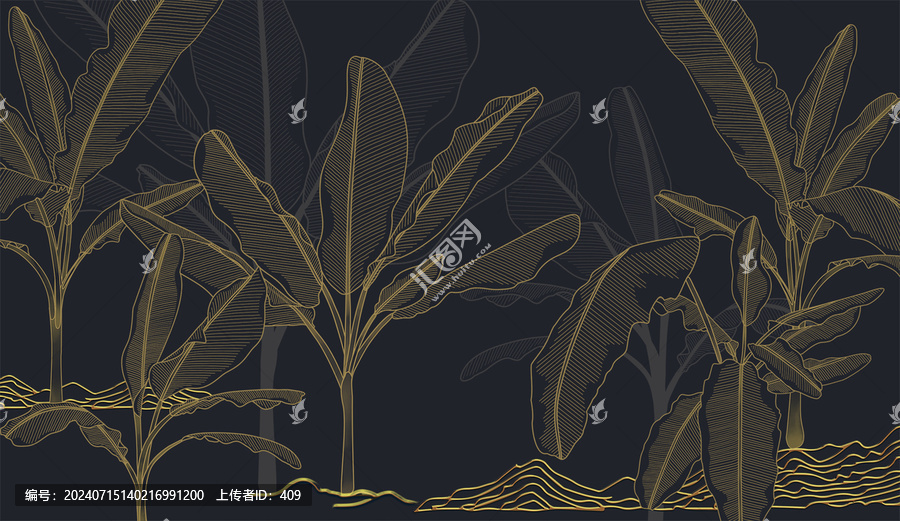 芭蕉葉國風(fēng)背景墻