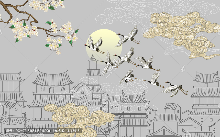 新中式建筑背景墻