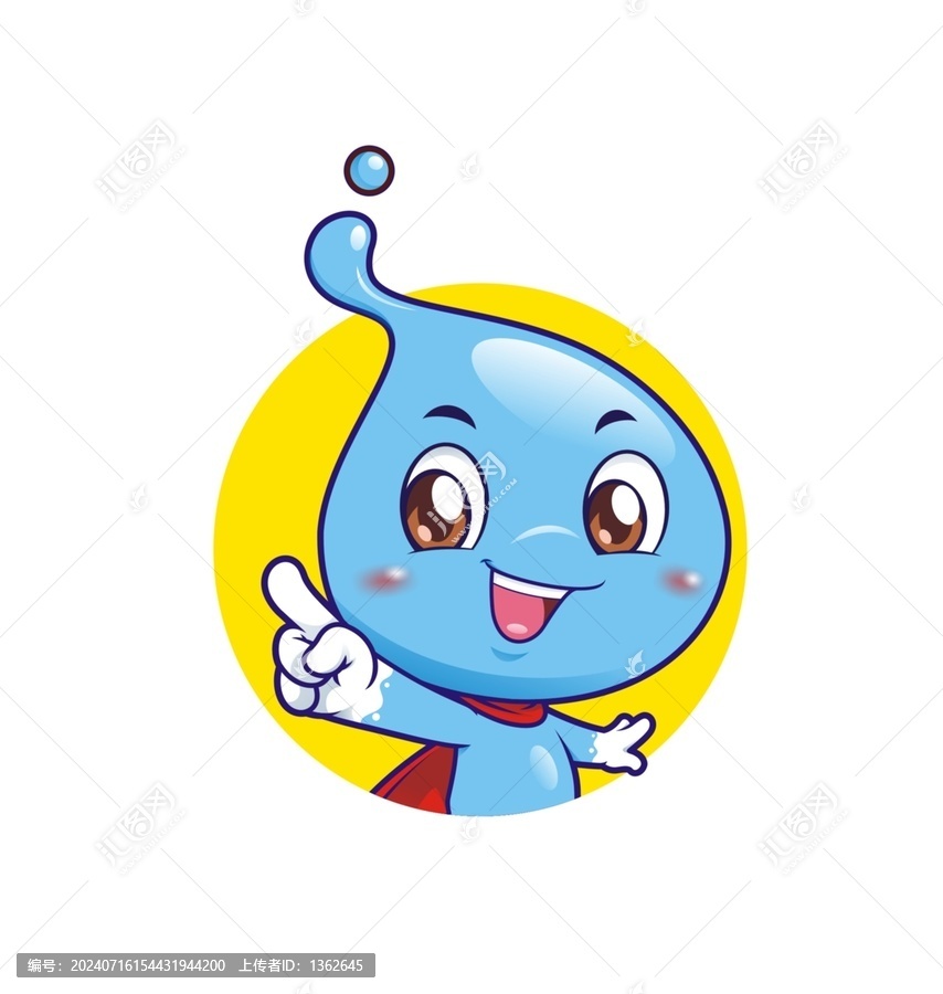 卡通可愛水滴精靈講解頭像矢量圖
