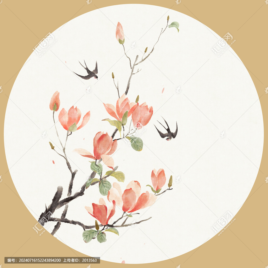 水彩玉蘭花