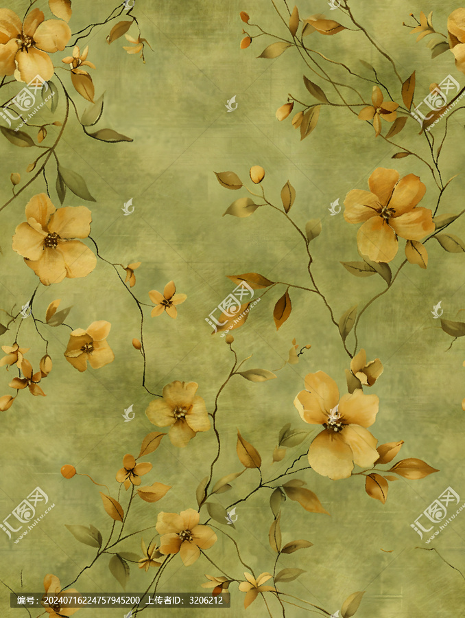 香云紗風(fēng)格花卉數(shù)碼印花