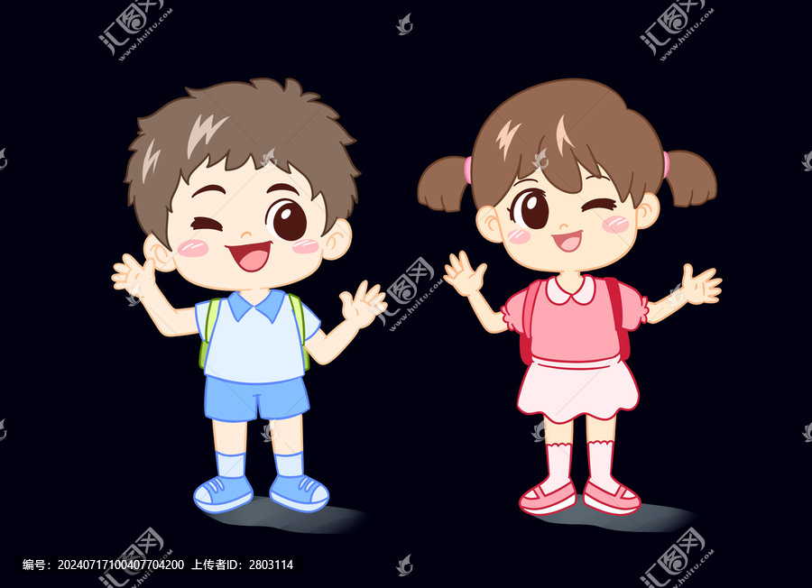 卡通學生男孩女孩