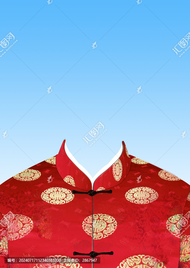 紅色唐裝人像模板