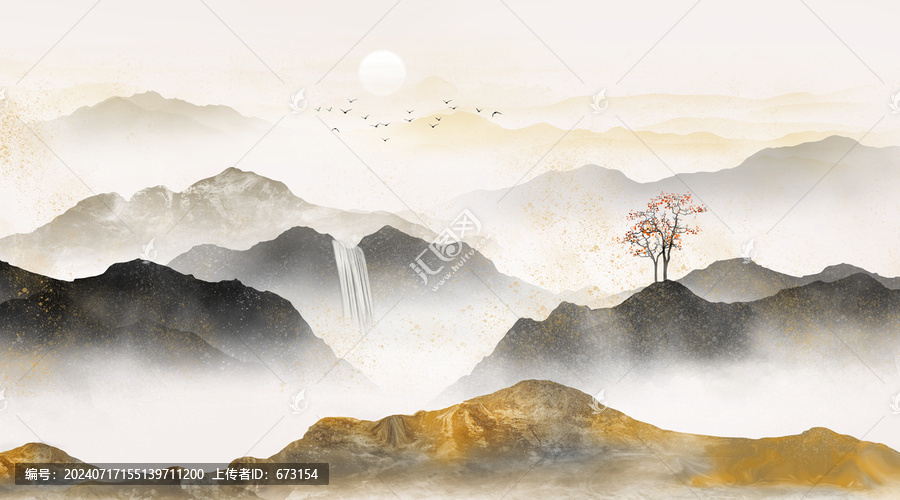 崇山峻嶺裝飾畫