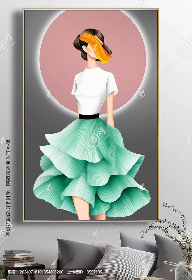 現(xiàn)代簡約小清新女郎沙發(fā)裝飾畫