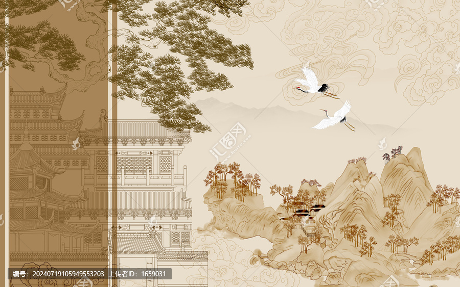 新中式閣樓背景墻