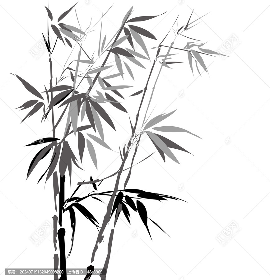 矢量水墨竹子
