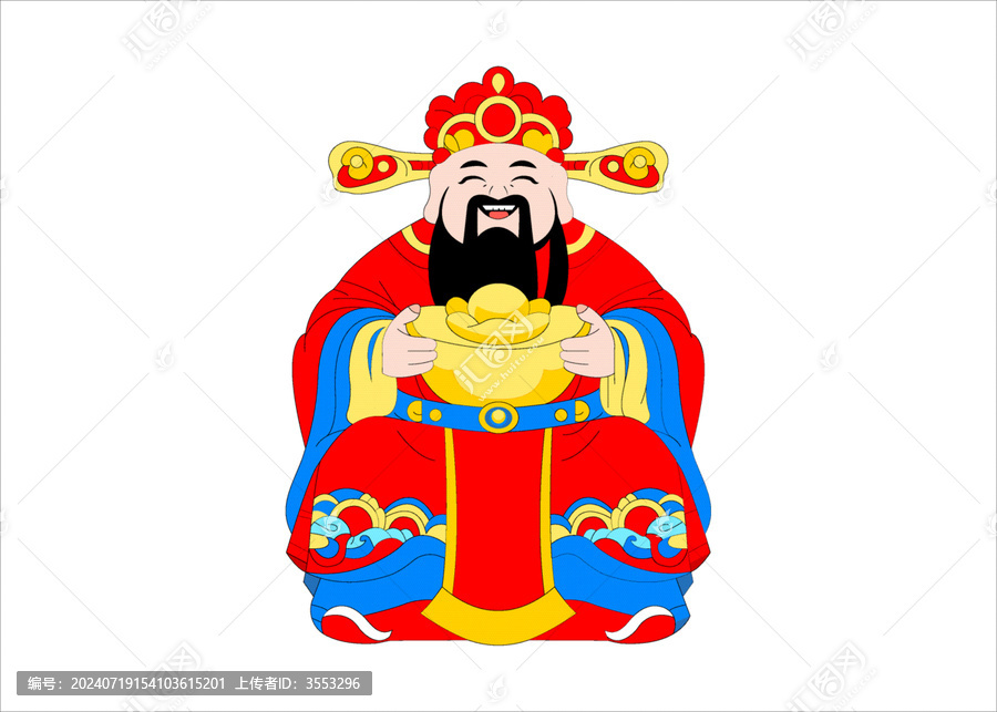 國(guó)潮喜慶國(guó)風(fēng)財(cái)神插畫(huà)財(cái)神爺