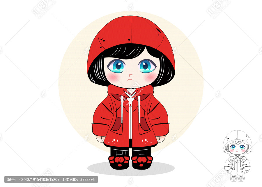 時尚潮流穿搭紅衣服大眼睛小女孩