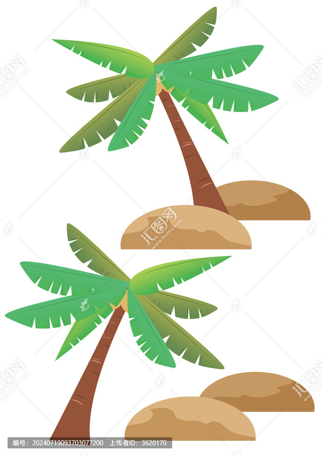 夏日海邊椰子樹(shù)元素素材矢量