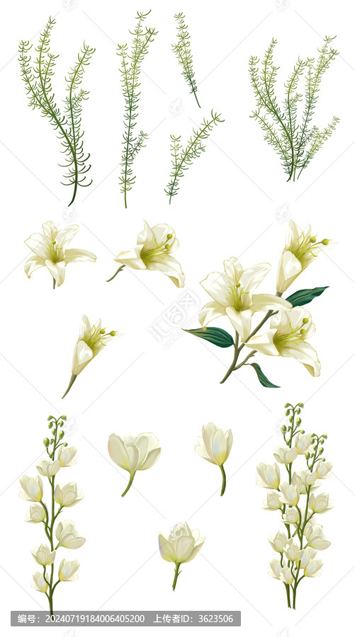 手捧花花環(huán)水仙花百花等植物素材