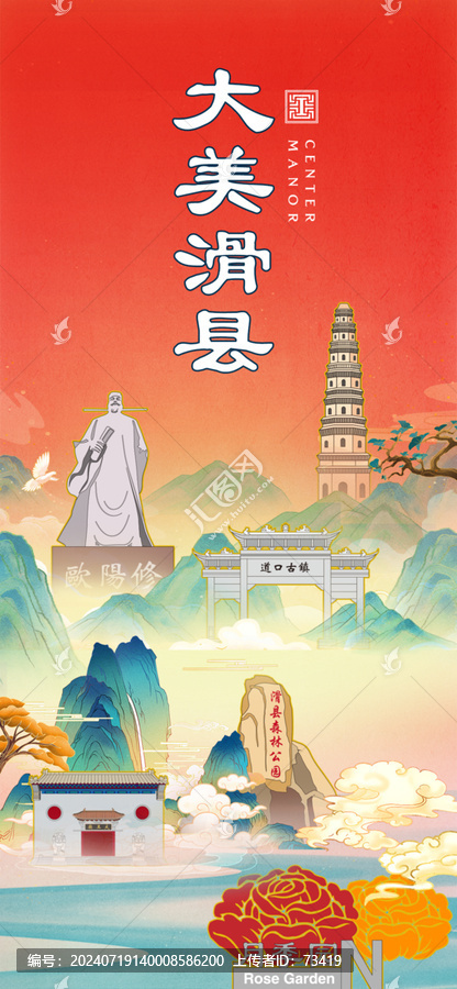 滑縣城市地標(biāo)形象道旗海報(bào)