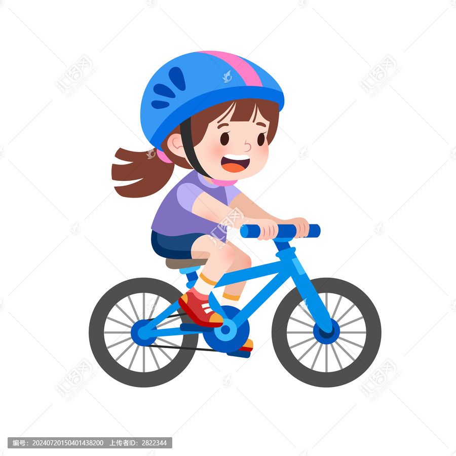 扁平風騎自行車的小女孩兒童單車