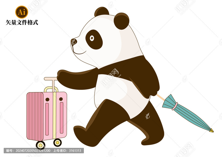 旅游的熊貓卡通素材