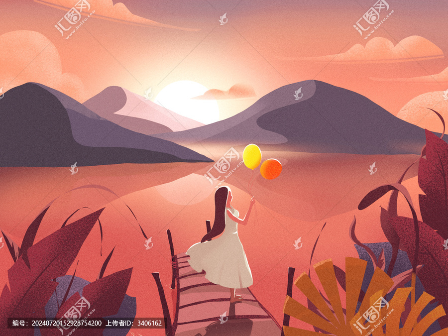 湖泊之旅插畫