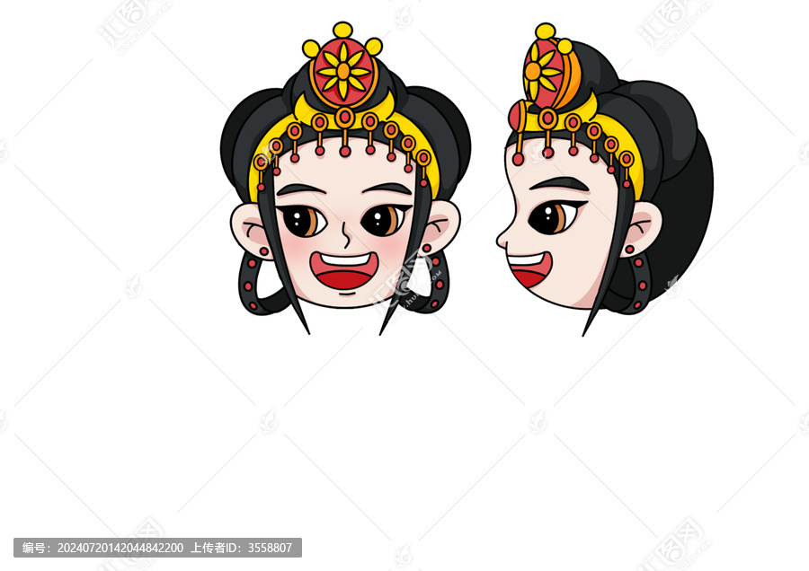 鐵扇公主正側面Q版頭像插畫