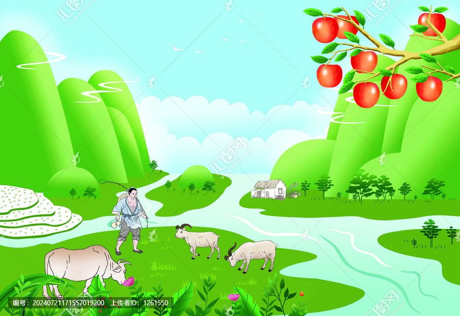 放牛羊的農(nóng)家小伙