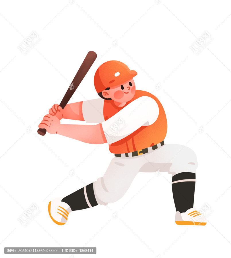 打棒球運動員人物插畫