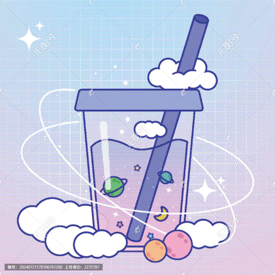 可愛星空奶茶矢量