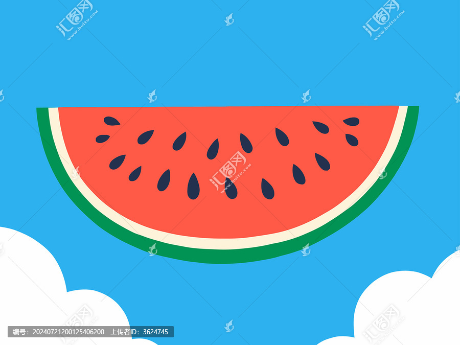 一塊西瓜插畫矢量素材