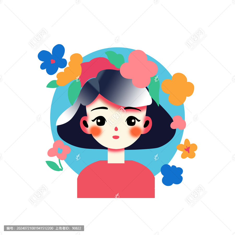 女孩色彩插畫