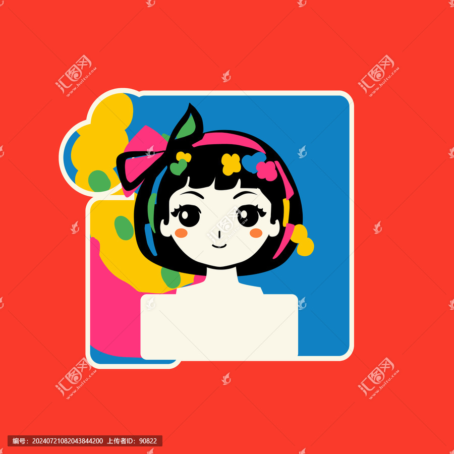 女孩色彩插畫