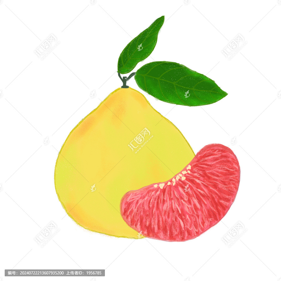 柚子插畫紅心柚子水果手繪包裝