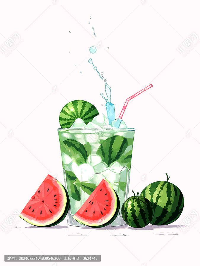 夏天西瓜冰水飲品