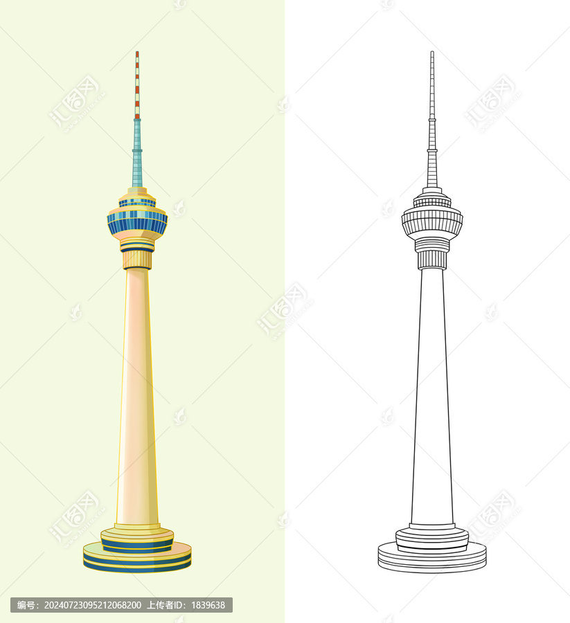 北京中央廣播電視塔線描素材