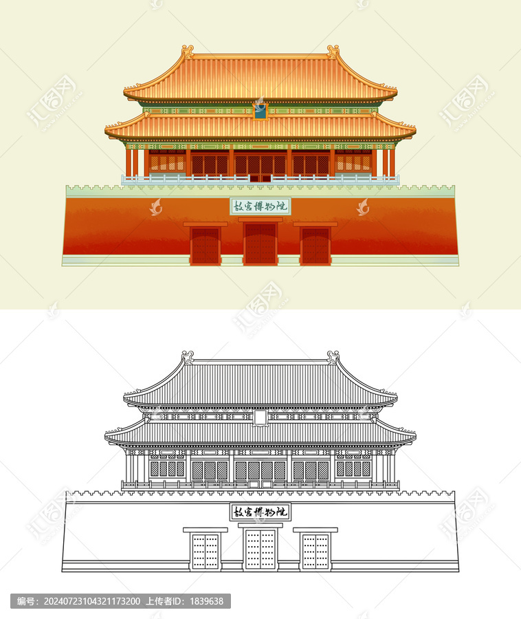 北京故宮博物院線描素材