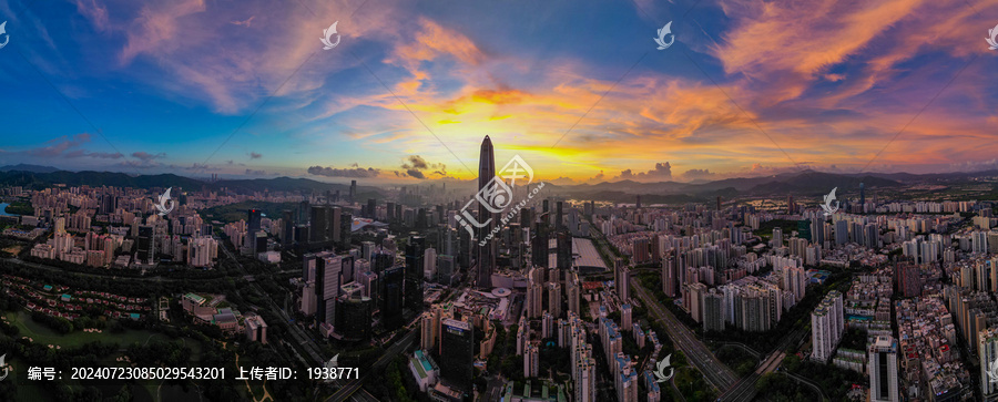 航拍深圳中心區(qū)晨曦風(fēng)光