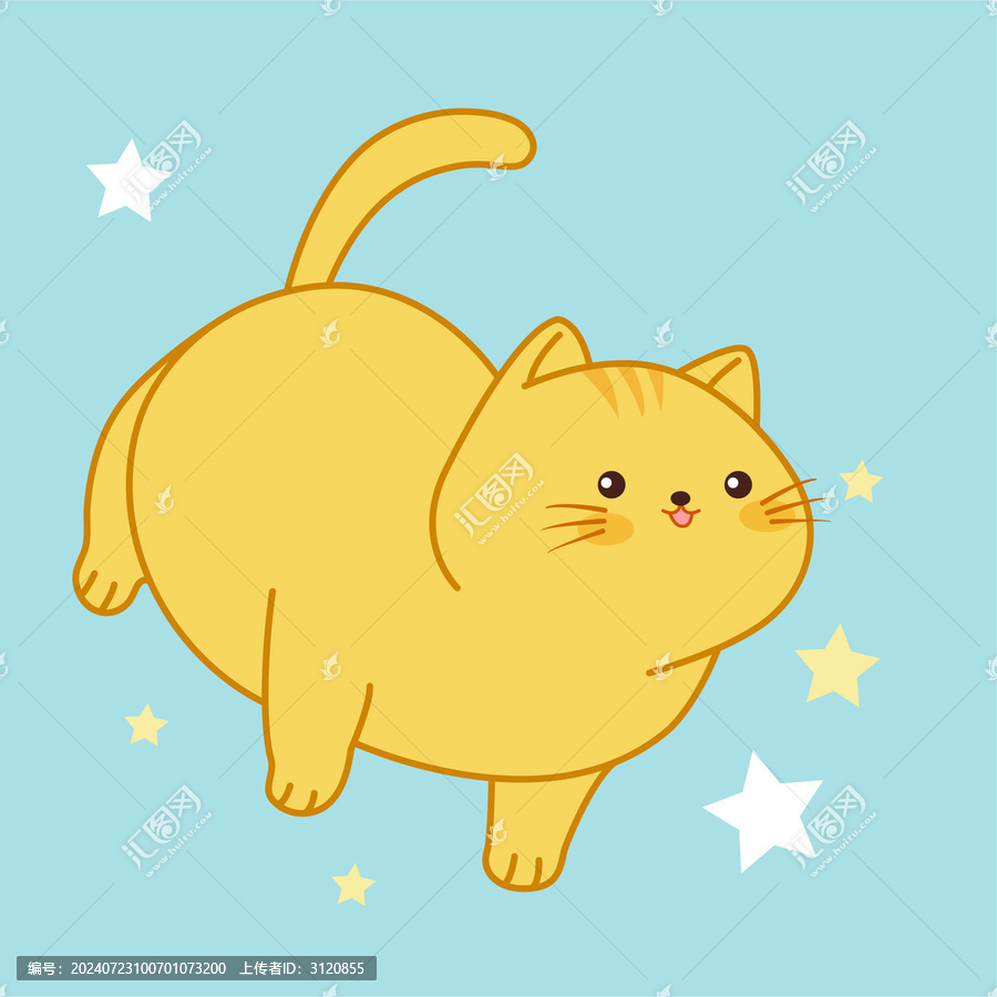 可愛黃色小貓矢量插畫