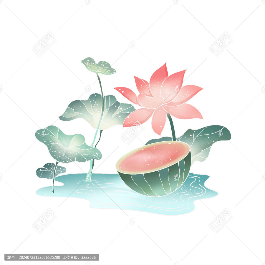 荷花元素插畫