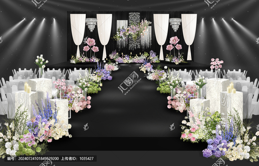 白綠粉紫色低預(yù)算婚禮效果圖