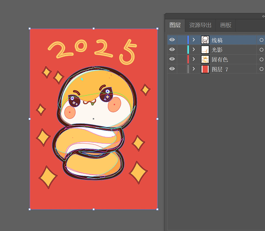 卡通矢量蛇年可愛(ài)插畫(huà)