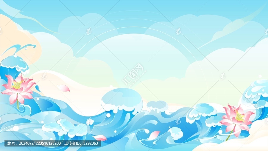 新國潮國風(fēng)浪花插畫