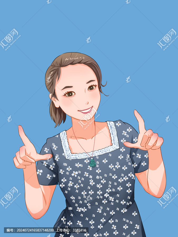 穿裙子的可愛少女插畫