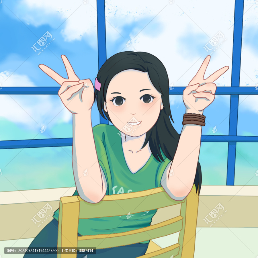 Q版卡通可愛女孩