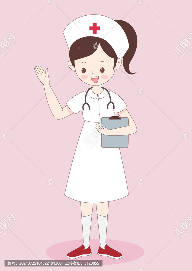 可愛Q版成人女護(hù)士插畫