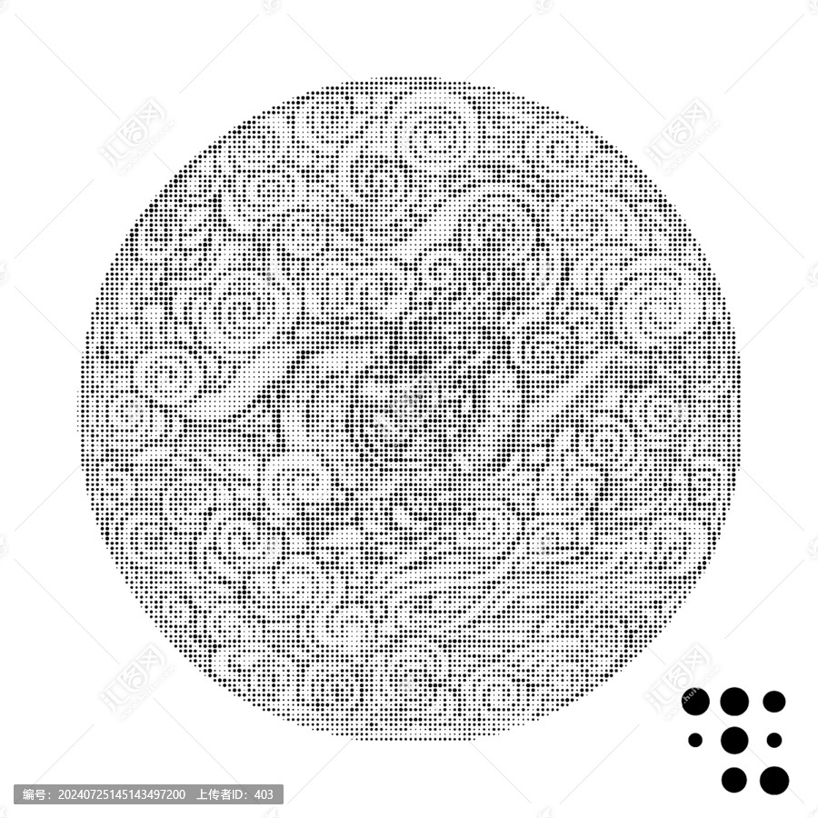 圓形龍紋祥云激光鏤空沖孔點(diǎn)狀圖