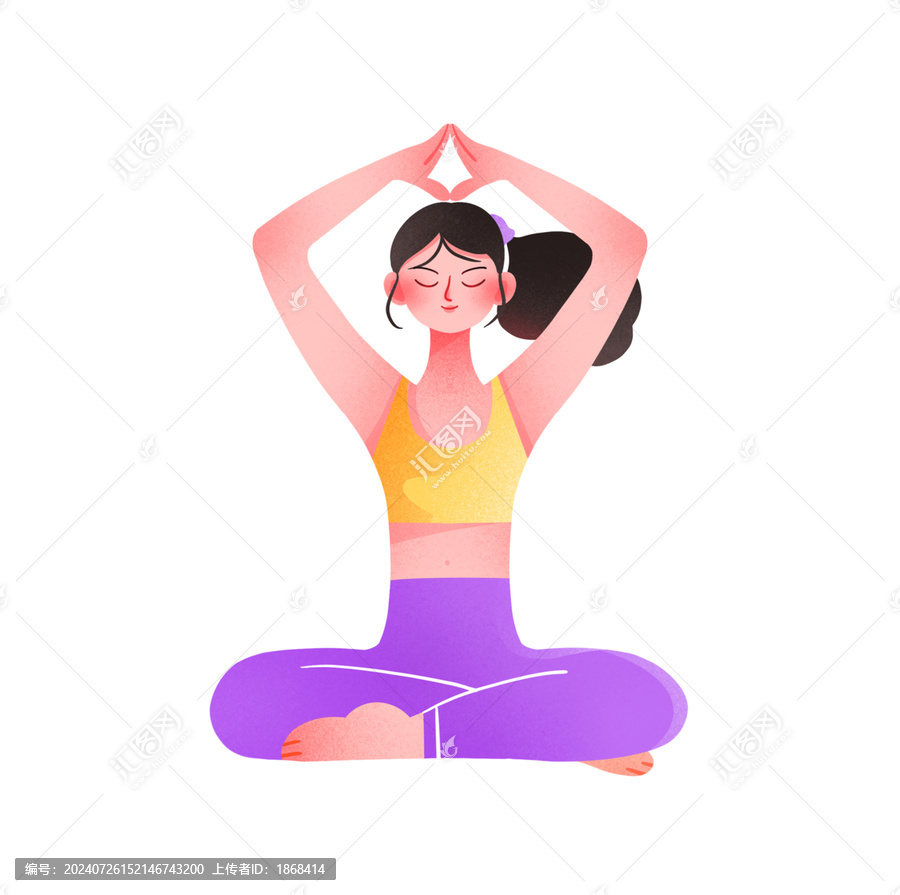 扁平運(yùn)動(dòng)瑜伽女生插畫